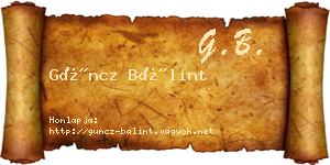 Güncz Bálint névjegykártya